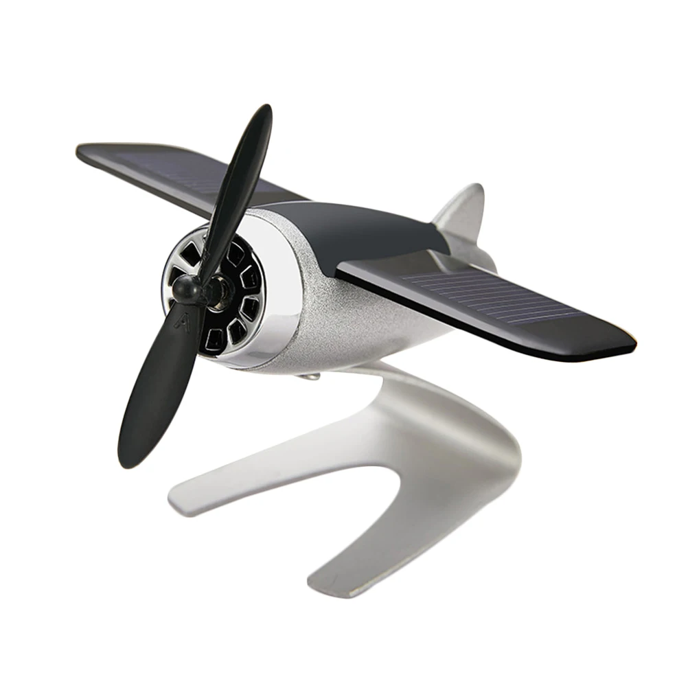 

Car Styling Airplane Decoration Mat Solar Energy Rotate Aircraft Dashboard Solid Car Decoration (Silver Color Lemon Smell)