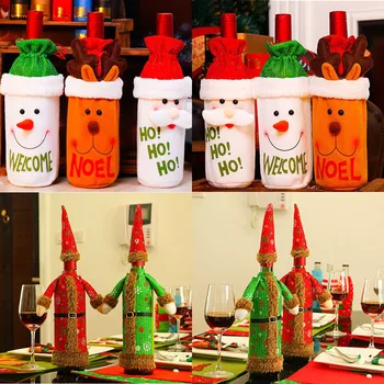 

Christmas Wine Bottole Cover Bag Non-woven Hat Gift Wrap Bag Christmas Xmas Bar Table Decoration