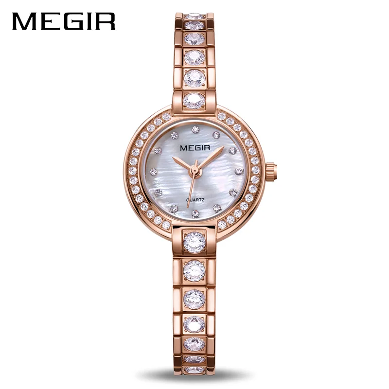 

MEGIR Women Bracelet Watches Top Brand Luxury Rose Brass Lover Ladies Watch Women Clock Waterproof Relogio Feminino Montre Femme