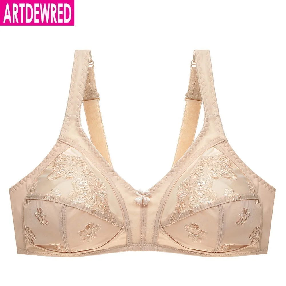 

Embroidery Bra Push Up Bra C D E Cup Plus Size Women Underwear Underwire Brassiere Minimizer Bras Wirefree Black 36-48 Bragas