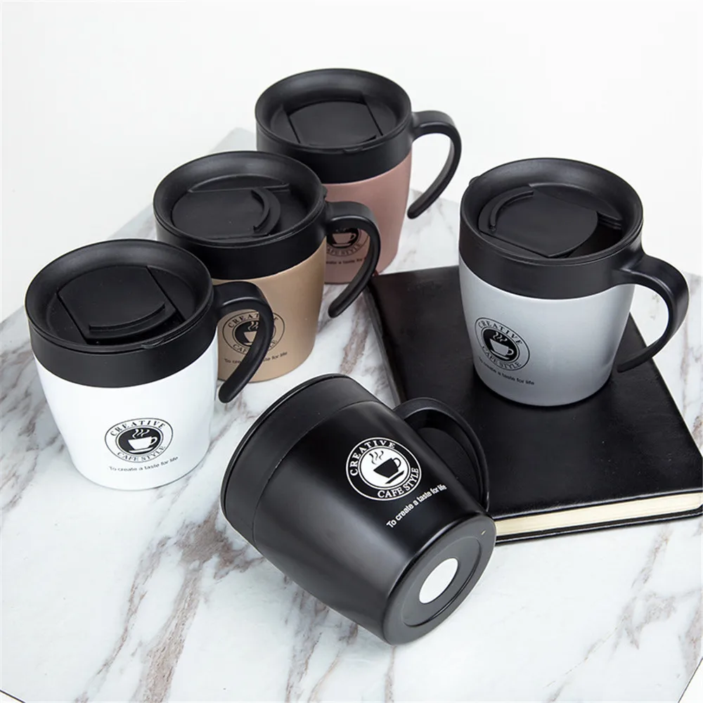 

Double Wall Coffee Mug Stainless Steel Thermos Tumbler Cups Vacuum Flask Car thermo Water Bottle Tea Mug With Spoon Thermocup