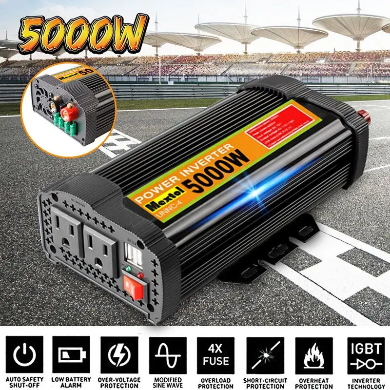 

USB Inverter 12V 110V 10000Watt Peaks 5000W Auto Modified Sine Wave Voltage Transformer Solar Power Inverter Converter Car Charg