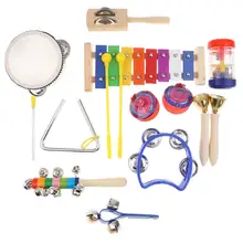 10pcs Musical Instrument Toy Percussion Xylophone Tambourine Handbell Music Early Learning Educational Toys for Children Kids mmfc handbell hand bell 8 note metal colorful kid children musical toy percussion instrument