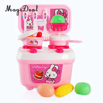 

13 pieces Pretend Play Kitchen Toy - Cooking Foods Utensils Cookware Kitchenware, Box Style Oven Pots Pans for Kids Play House