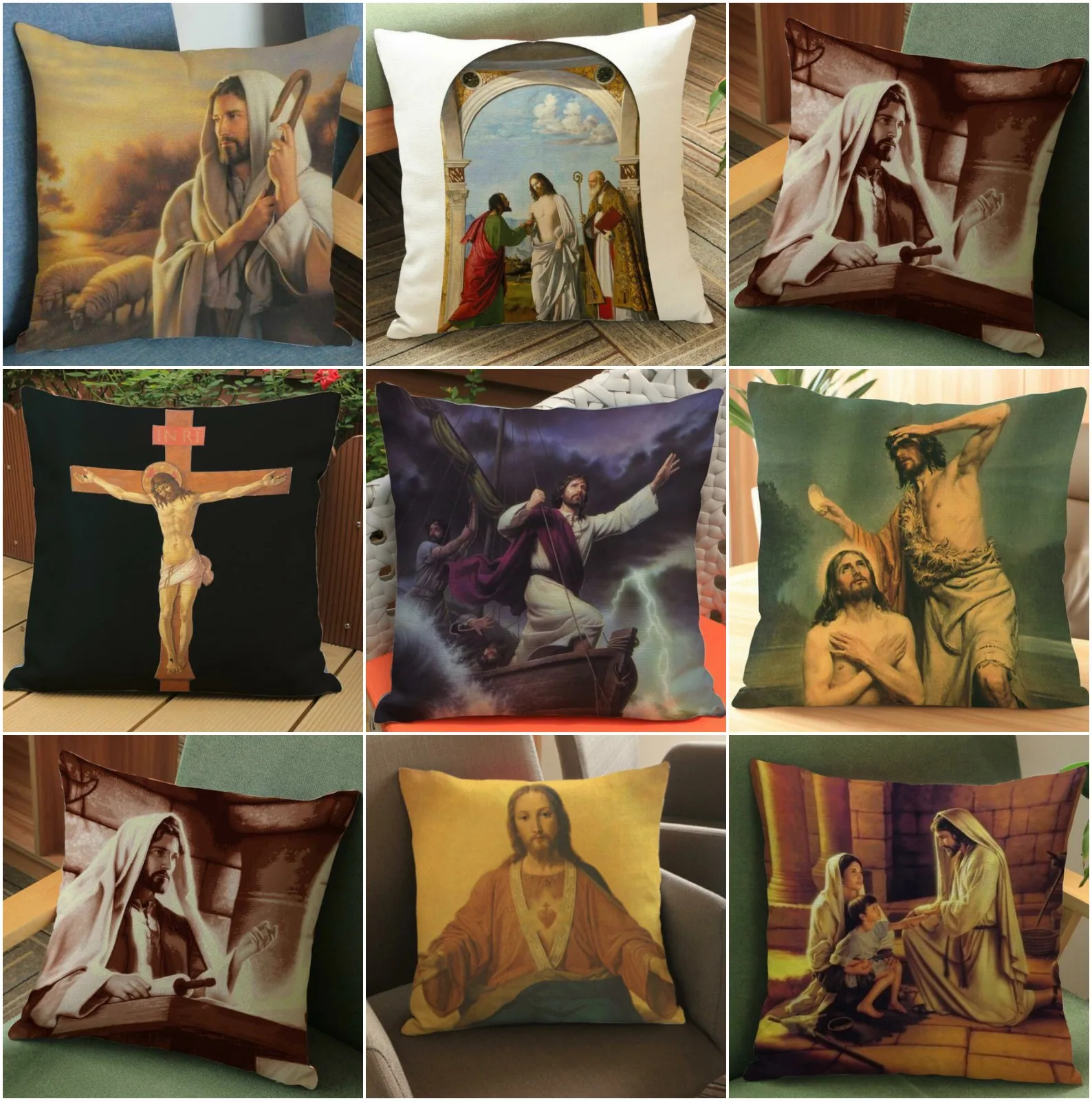 

HGLEGYW Jesus Home Pillow Case Throw Pillowcase Cotton Linen Printed Pillow Covers For Office Home Free Shipping