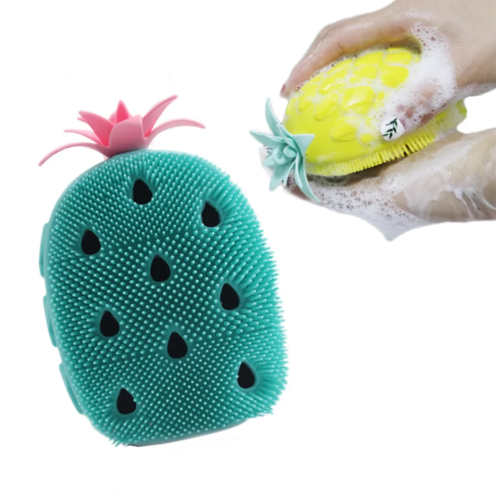 

Silicone Bath Brushes Pineapple Design Newborn Bath Brush Kids Shower Body Massage Comb Facial Cleanser Hair Brush Baby Products