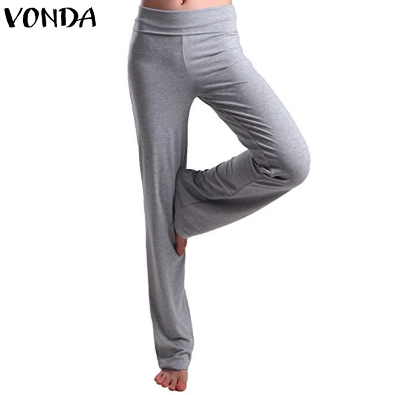 VONDA Fasion Wide Leg Pants Women 2019 Casual High Waist