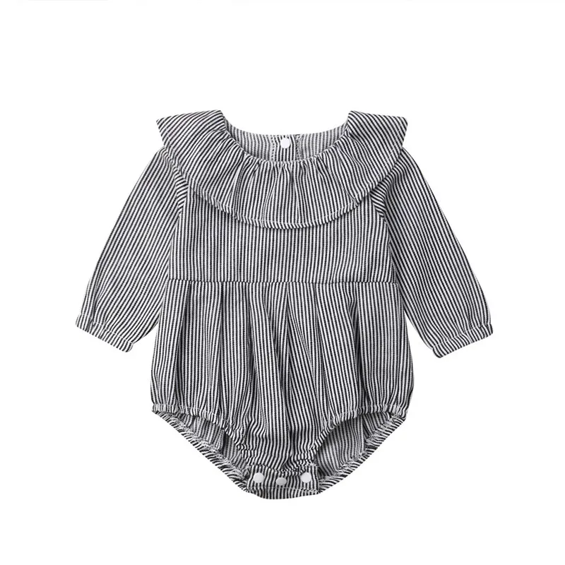 

Baby Girl Bodysuits Fashion Newborn Baby Girls Long Sleeve Black And White Striped Jumpsuit Outfits Clothes 0-24M Summer Wear