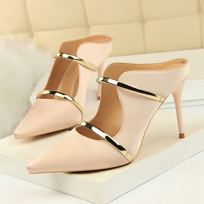 

Summer Sandals Slides Women Slippers Sandals Shoes Thin High Heel Pointed Toe Quality Cool Pumps Shoes DS-A0241