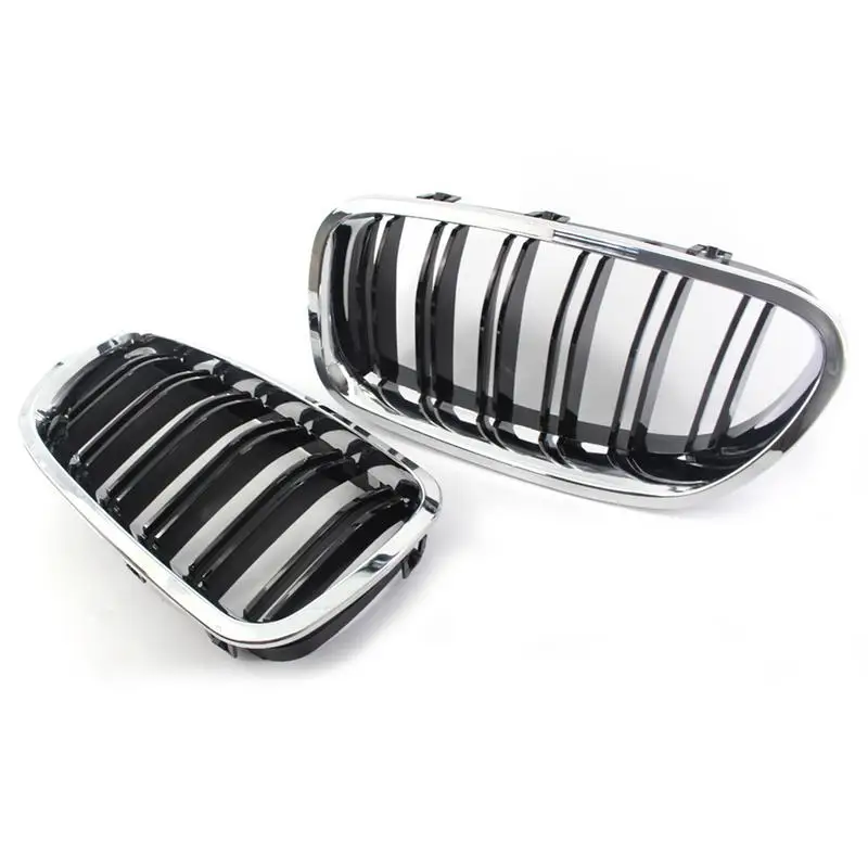 

1 Pair Half-Plated Frame Bright Black Double Line Medium Grid for BMW F10 F18 11-16 Year Modification Decoration
