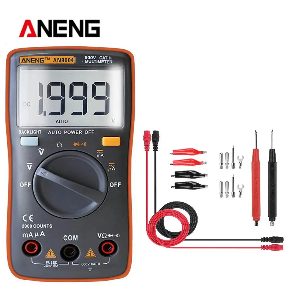 ANENG AN8004 Оранжевый цифровой мультиметр 2000 отсчетов с подсветкой амперметр