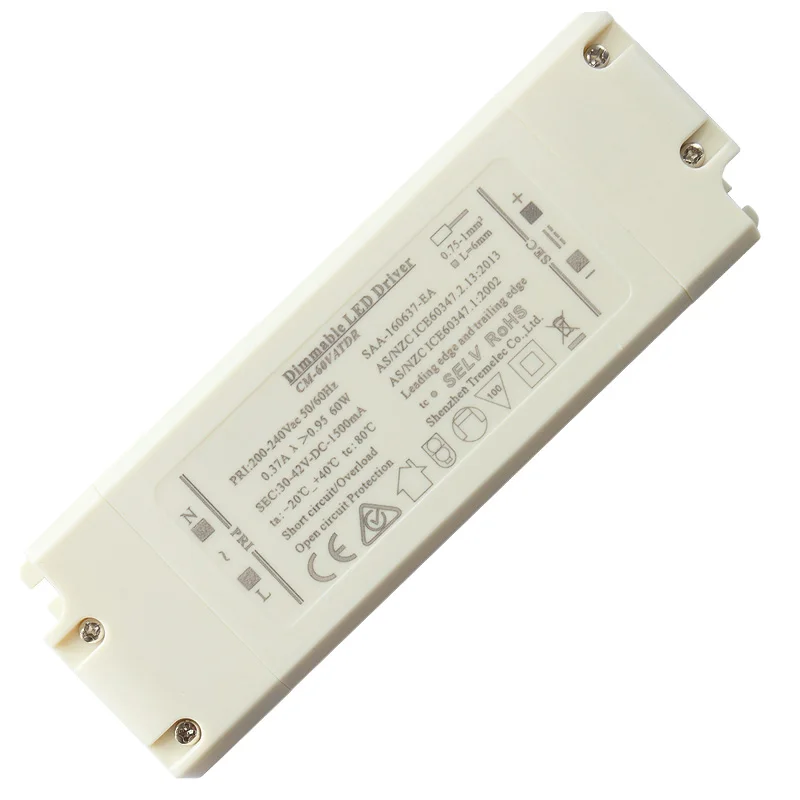 1- Triac Диммируемый светодиодный трансформатор 48-60 Вт 1.2A 36-48Vdc постоянный ток диммирующий диапазон EMC LVD SELV изоляция дизайн