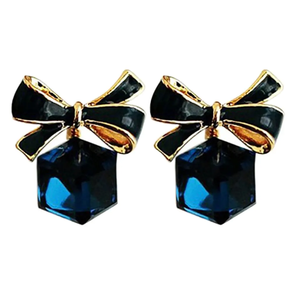 

Fashionable Elegant Women Anti-Allergy Earrings Ladies All Match Clothes Bowknot Crystal Ear Studs Fine Earrings Jewelry