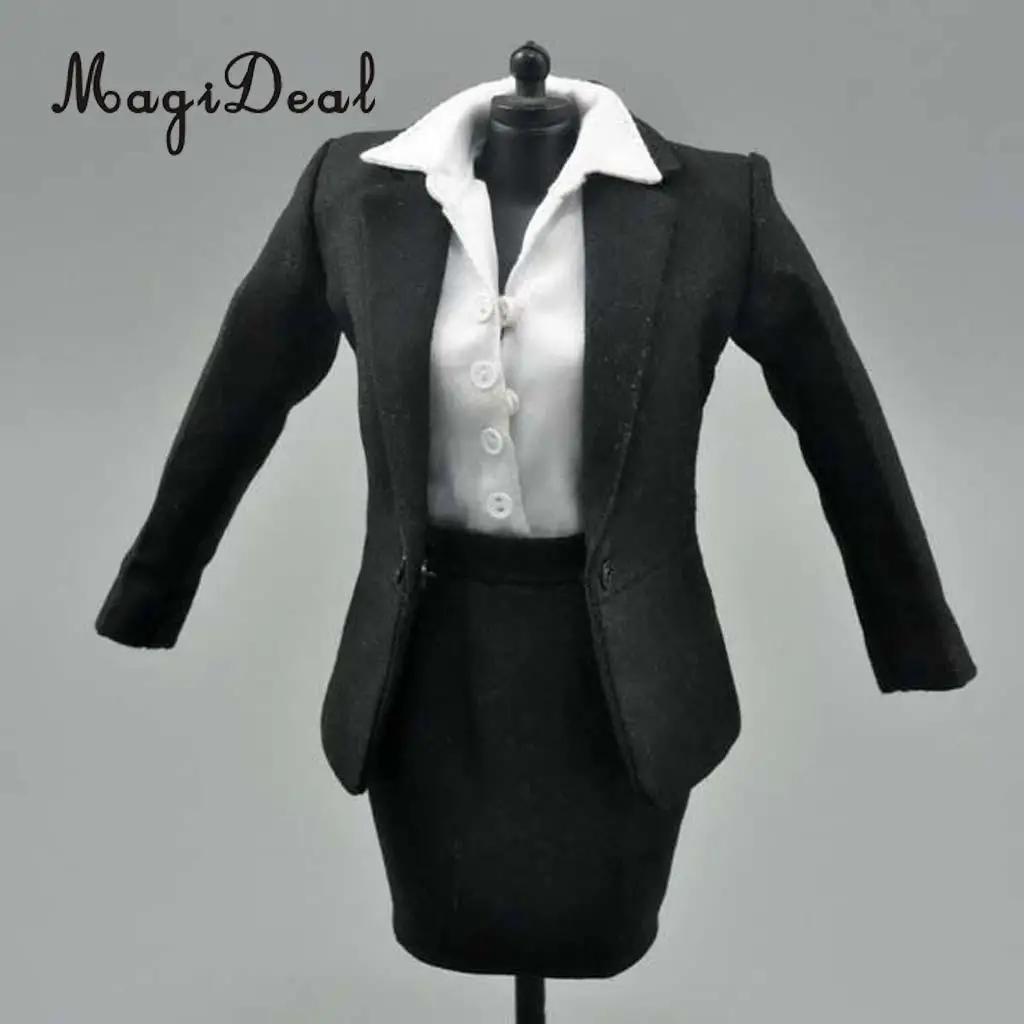 

1/6 Scale Fabric Female Black Formal Business Skirt Suit Clothes Accessories for 12 Inch Action Figure Dolls Model
