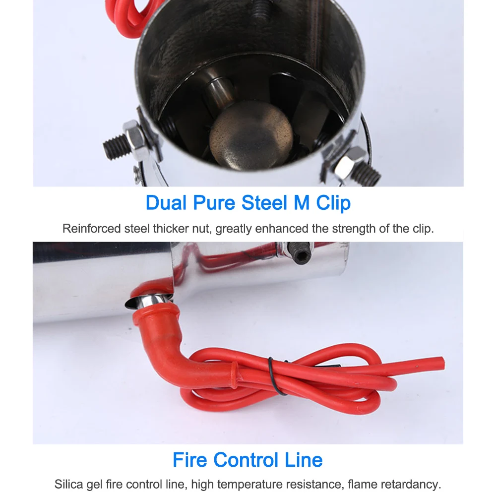 Universal Car Styling LED Exhaust Pipe Red Light Stainless Steel Flaming Muffler Tip Universal Straight muffler exhaust tip