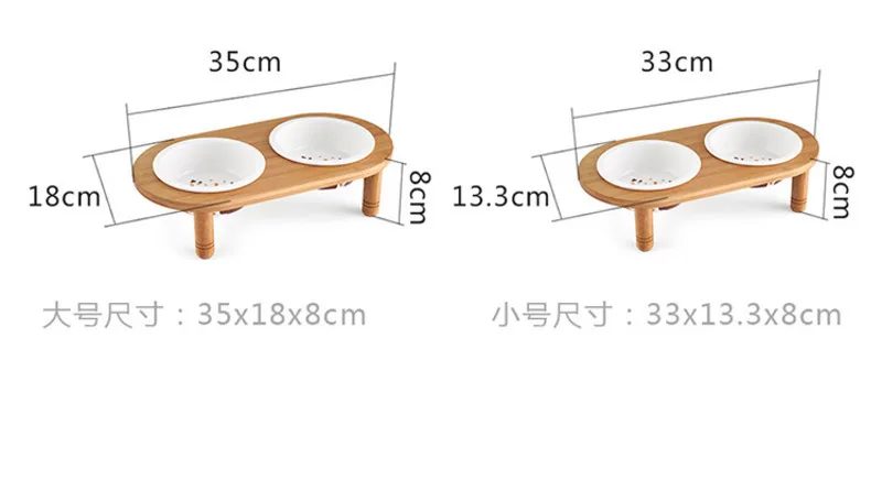Кормушка для домашних животных с бамбуковой подставкой для собак и кошек, двойные миски для домашних животных, обеденный стол, миска для кошек, противоскользящая тарелка и диспенсер для воды CW123