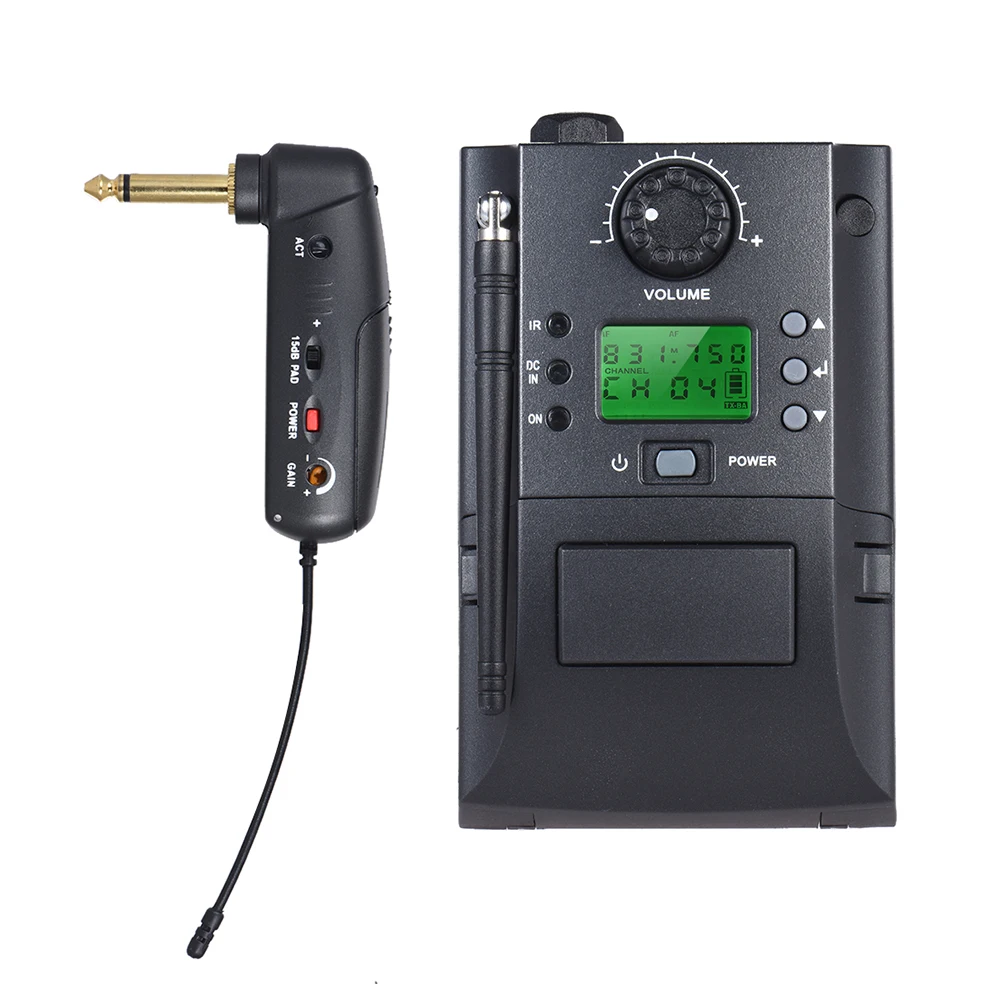 

Portable UHF Wireless Microphone System Guitar Wireless Transmitter Receiver 32 Channels for Electric Guitar