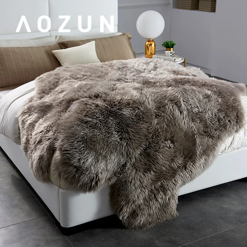AOZUN 6P 100% овчина ковер для домашнего декора лохматый мех овечья кожа покрывало Flufffy