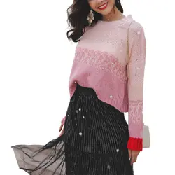 Новый для женщин s Цвет Соответствующие свободные маленький свежий милый высокое качество свитер розовый Топы корректирующие