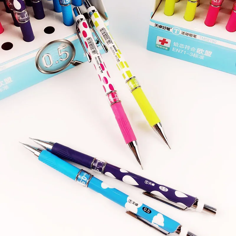 

0.5/0.7mm Colored Spots Mechanical Pencil Kawaii Press Automatic Pens For Writing Kids Gifts School Office Stationery Supplies