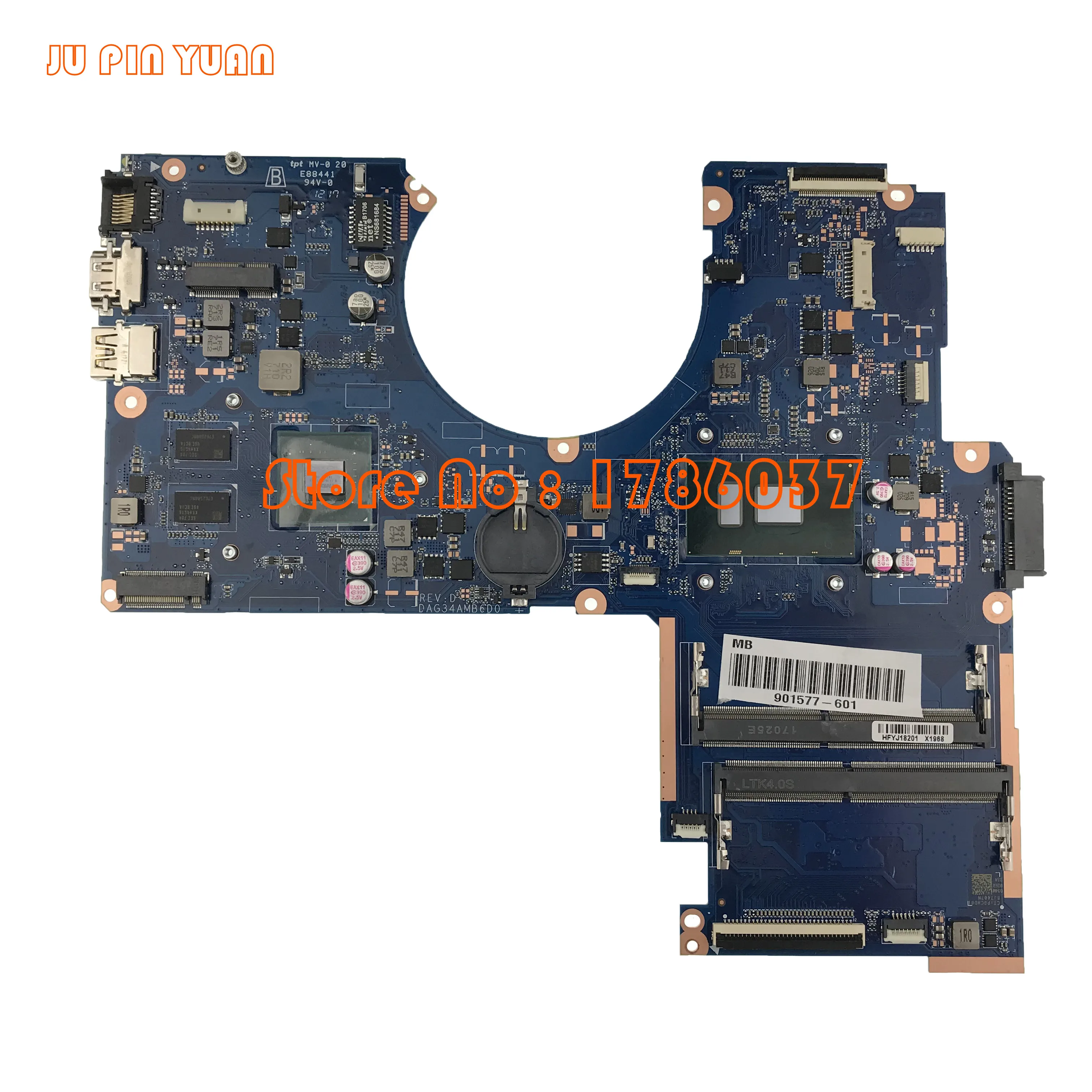 

JU PIN YUAN 901577-601 901577-501 901577-001 DAG34AMB6D0 for HP Pavilion 15-AU series motherboard with i7-7500U fully Tested
