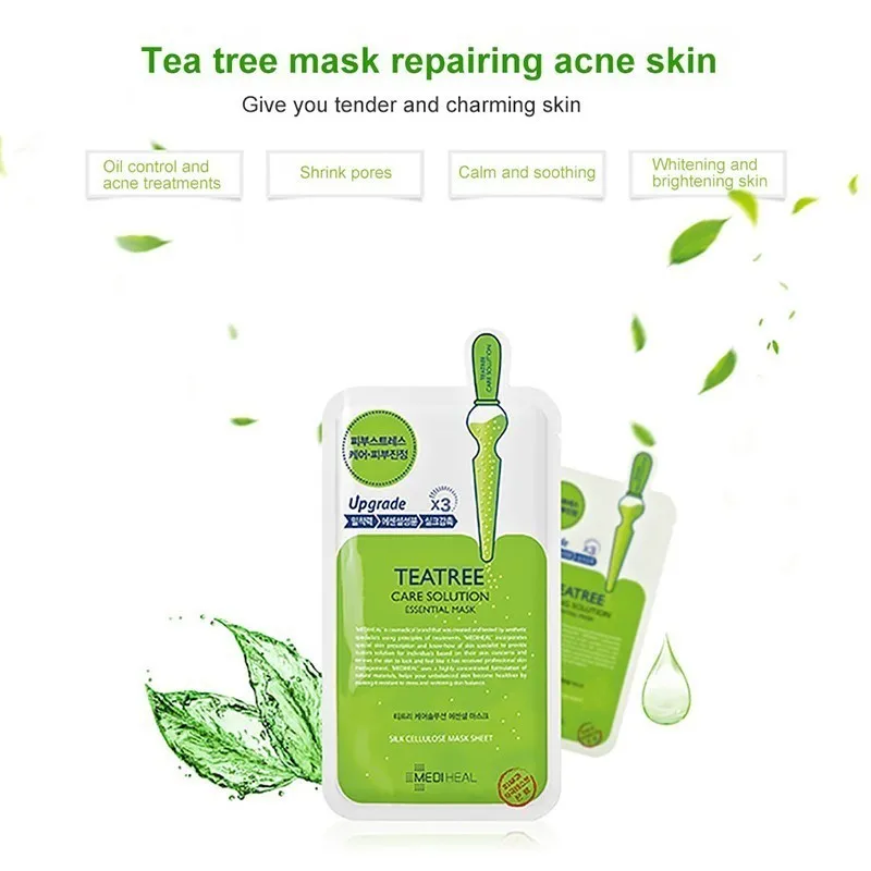 Mediheal чайное дерево маска для лица увлажняющая маска для лица Корейская косметическая маска для лица против морщин уход за кожей, 25 мл* 10 шт