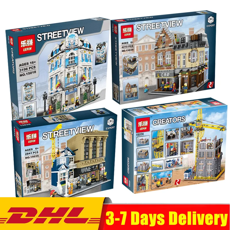 

Lepin 15018 15034 15035 15031 City Series Building Legoings Blocks Bricks Educational House Kids Creative Toys Gifts