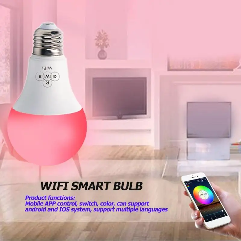 E27 wifi умный светильник лампа 4,5 Вт wifi умная лампочка RGB пульт дистанционного управления лампочка голосовой пульт дистанционного управления 40 м Wake-Up светильник s