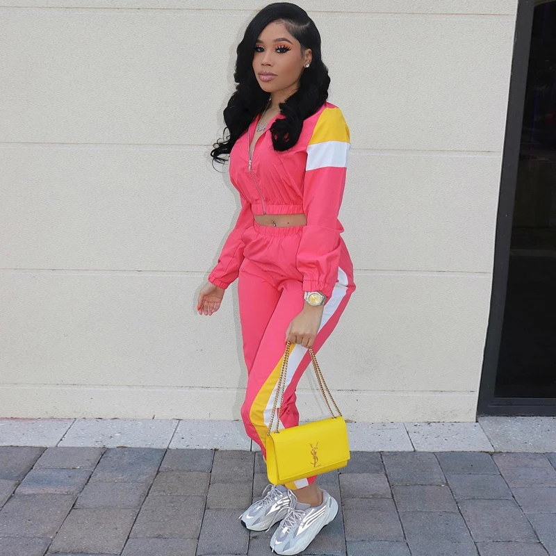 New Design Spliced Summer Woman Sets Sports Suits For Woman