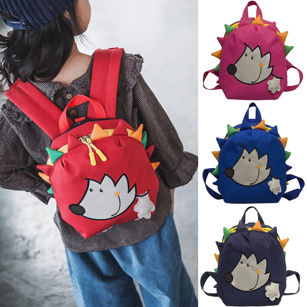 

Cute Cartoon Hedgehog Pattern Backpack Kids School Bag Boys Girls Travel Animal Backpack Children Anti Lost Canvas Backpack#63