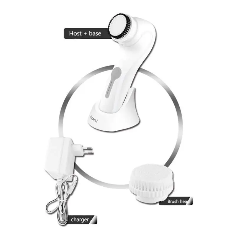 Kemei ultrasónico cara cepillo de limpieza cepillo masajeador eléctrico impermeable de la cara y el cuerpo limpieza de la piel CareFace cepillo de limpieza facial Kemei ultrasónico cara cepillo de limpieza cepillo masajeador eléctrico impermeable de la cara y el cuerpo limpieza de la piel CareFace cepillo de limpieza facial