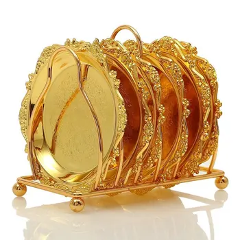 

Hot Series 6 Piece Roller Coaster Creative Drink Coaster Decorative Frame Non-Slip Metal Coaster Desktop Display With Pole Fra