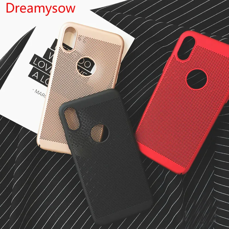 

Ultra Slim Phone Case For iPhone 6 6s 7 8 Plus Hollow Heat Dissipation Cases Hard PC For iPhone 5 5S SE Back Cover Coque X S MAX