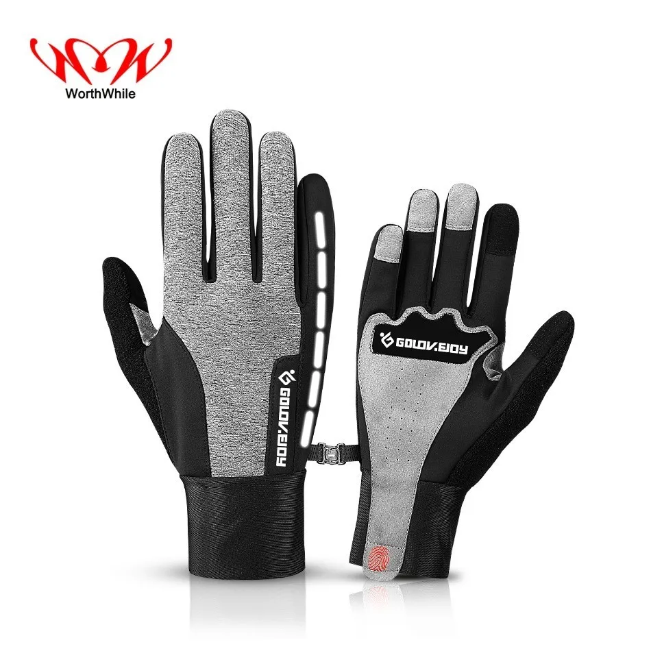 

WorthWhile Winter Cycling Gloves Full Finger Bike Glove Women Men Touch Screen Sports Bicycle Motorcycle Riding MTB Equipment