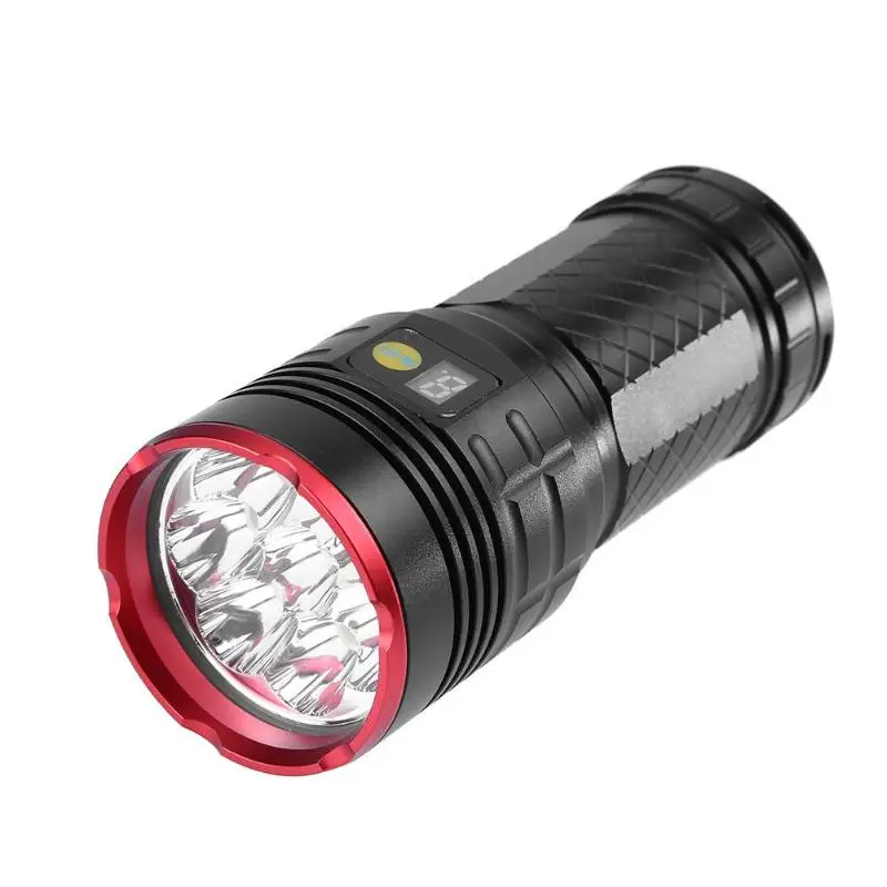 

Waterproof Torch USB Rechargeable 8000LM T6 LED Flashlight Waterproof 4 Modes Digital Display Light Torch