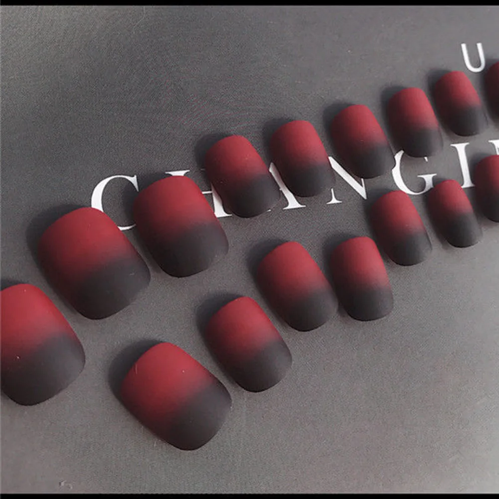

24PCS Matte Decorative Ultra Thin Nail Tip Manicure Acrylic Full Cover Fashion Gradient False