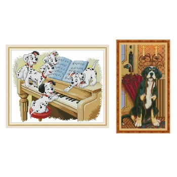 

Cross Stitch Kits Embroidery Needlework Chinese Cross Stitch dogs Animal Joy Sunday DIY Cxc Dmc Printed Cross Stitch Home Decor