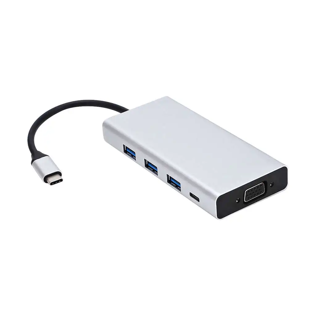 

5 In 1 USB C Hub, USB Type C 3.1(Compatible Thunderbolt 3) To VGA, USB-C To VGA/USB 3.0 USBC PD Port For Macbook/Pro, Dell XPS