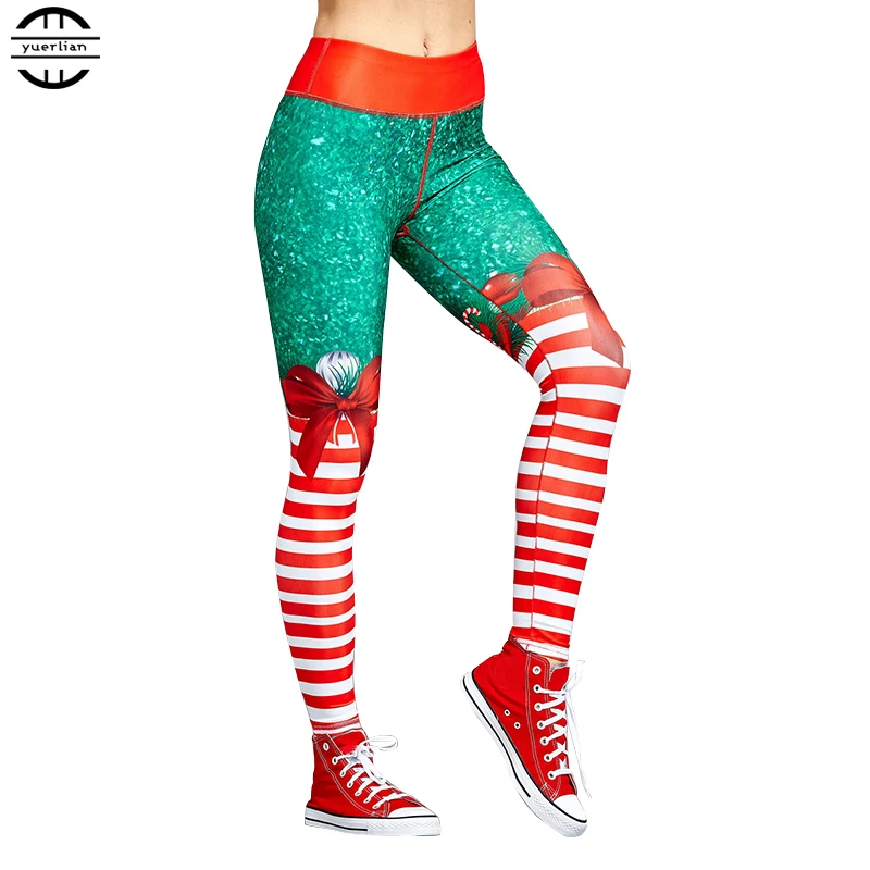 

2019 New Long Women Sports Trousers Skinny Jogger Fitness Red Tight Stripe Running Pants Girls Gym Christmas Yoga Leggings