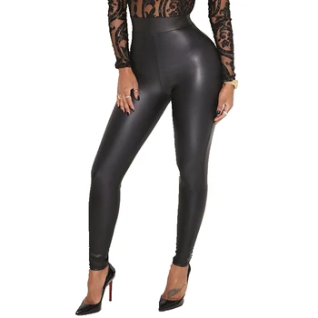 

Women Stretchy Faux Leather Trousers Skinny High Waist Leggings Pencil Pants Hot