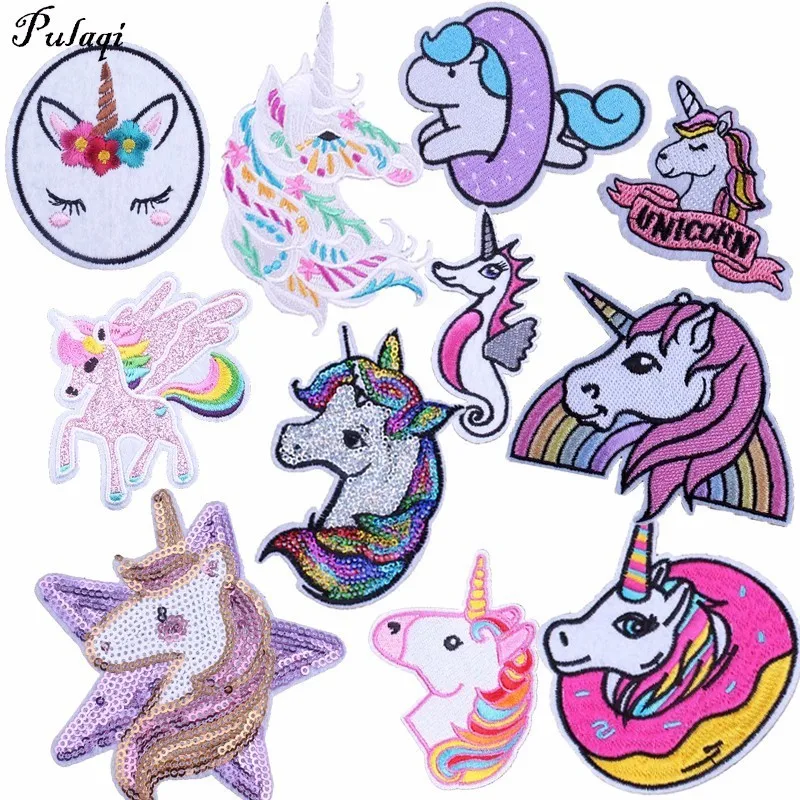 

Pulaqi Animal Unicorn Patch Stickers Cartoon Embroidery Iron On Patches For Kids Clothes DIY Apparel Decor Accessories H