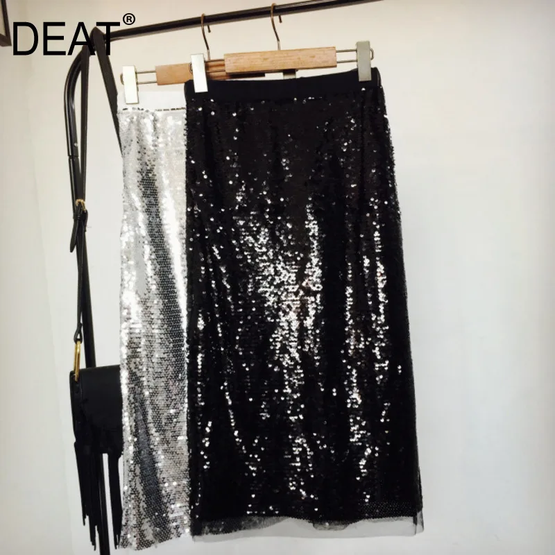 

DEAT 2019 new spring and summer fashion women skirts sequins brling A-line female bottoms high street WE91010