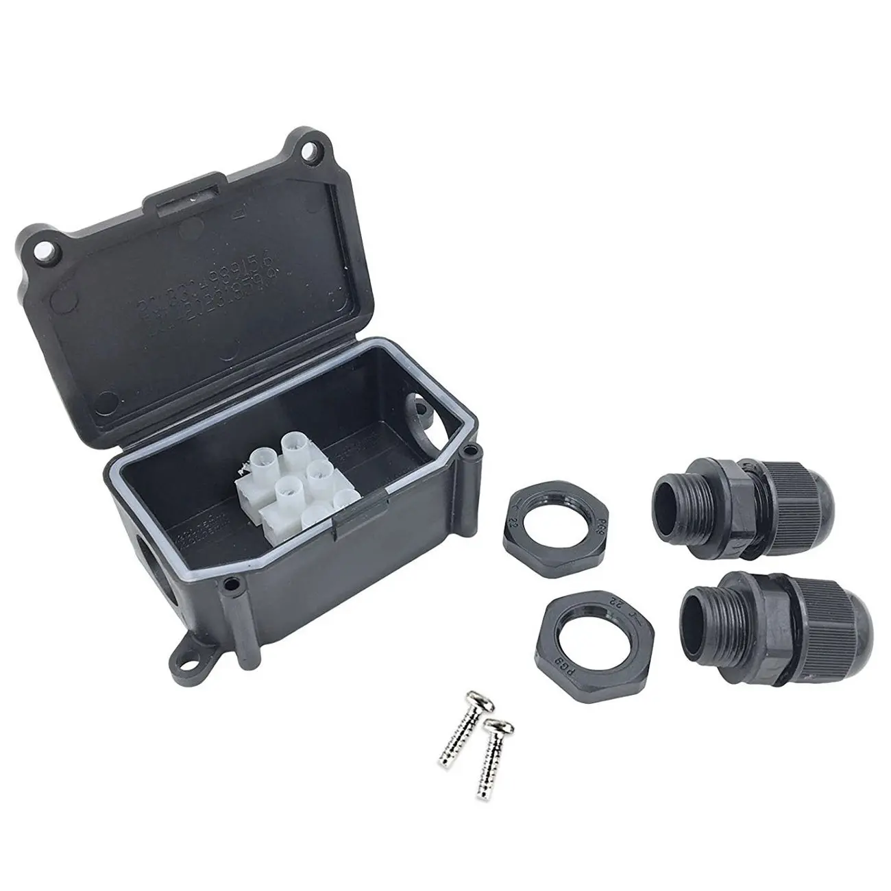 

IP66 Waterproof Outdoor 2 Cable PG9 Black Plastic Connector Gland Electrical Junction Box
