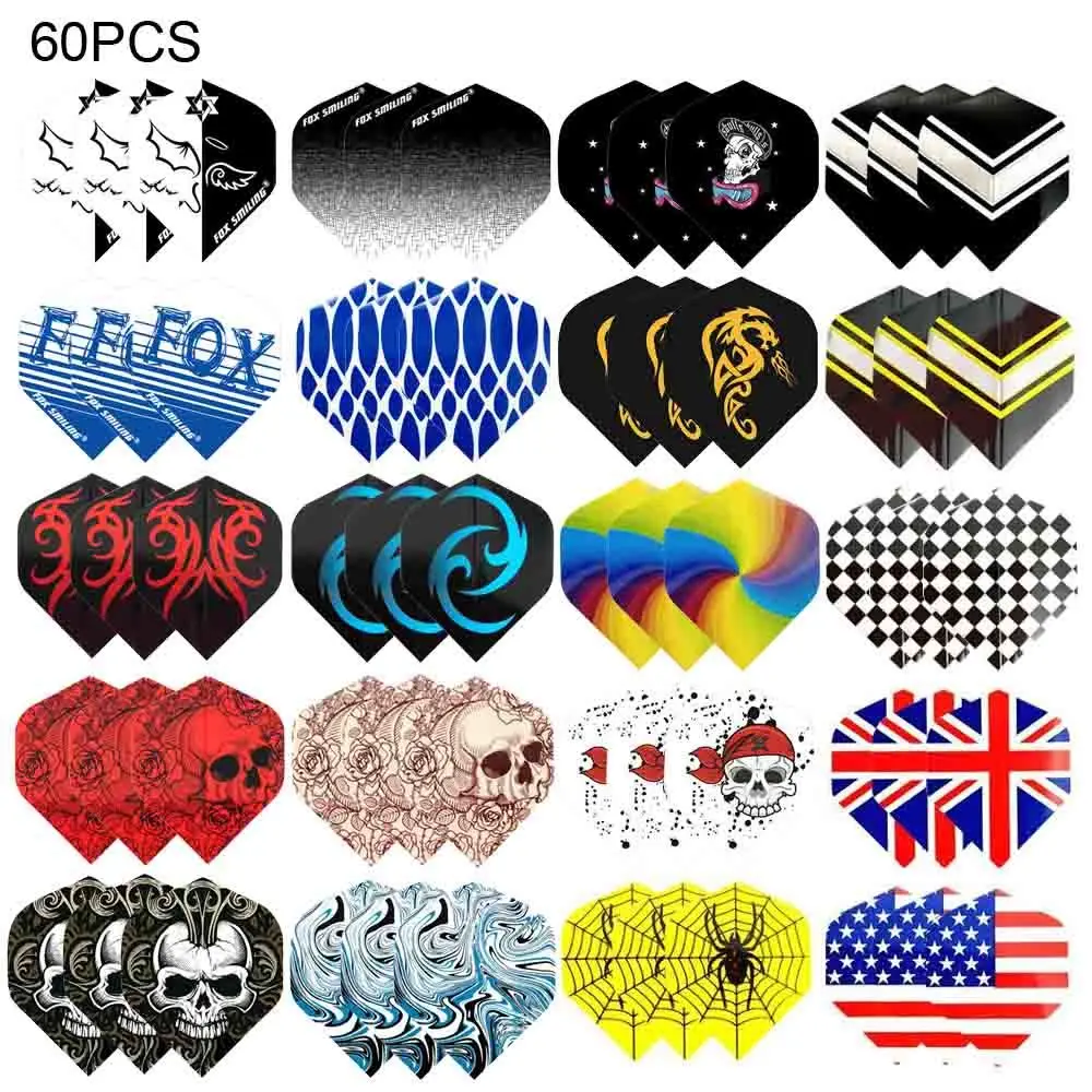 Fox Smiling Dart Flights Set 60PCS Multiple Styles Colorful font b PET b font Darts Flights