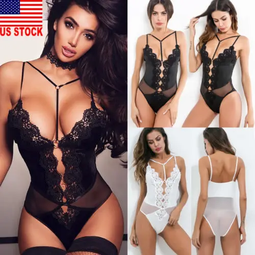 Ladies Lingerie Sleepwear Lace Teddy G-string Underwear Nightwear Babydoll New