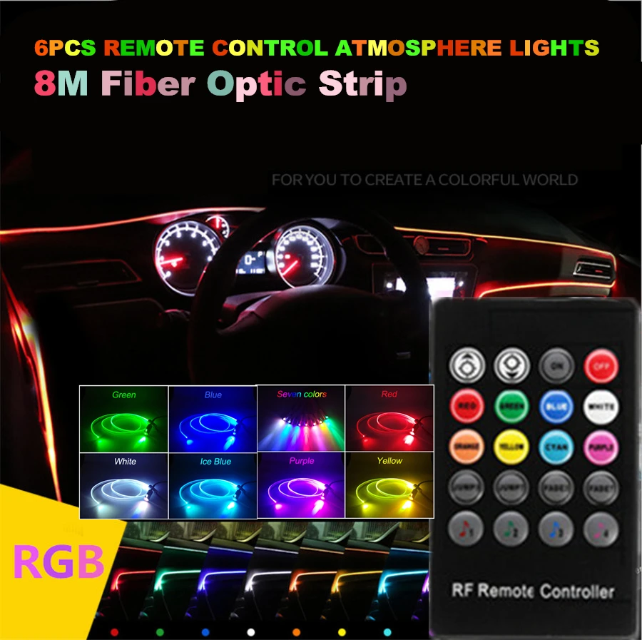 Универсальный светодиодный светильник RGB 6x8 м оптическое волокно украшение