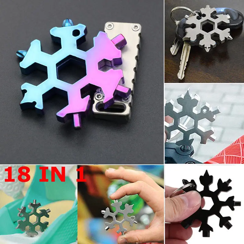 

18 In 1 Incredible Tool Stainless Home Multi-tool Combination Portable Snowflake Shape Design Outdoor Camping Tools