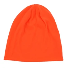 HTHL-мужские и женские шапочки сплошной цвет хип-хоп сутулые унисекс вязаные кепки шляпа оранжевый