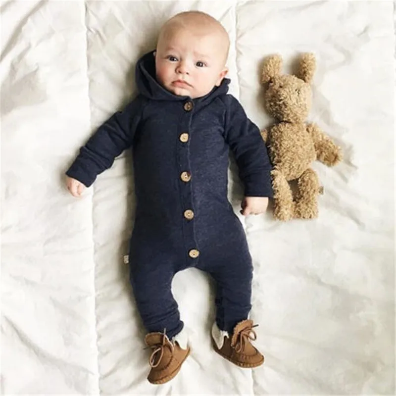 

2019 Brand New Toddler Newborn Baby Boy Girl Warm Infant Romper Jumpsuit Hooded Clothes Long Sleeve Outfit