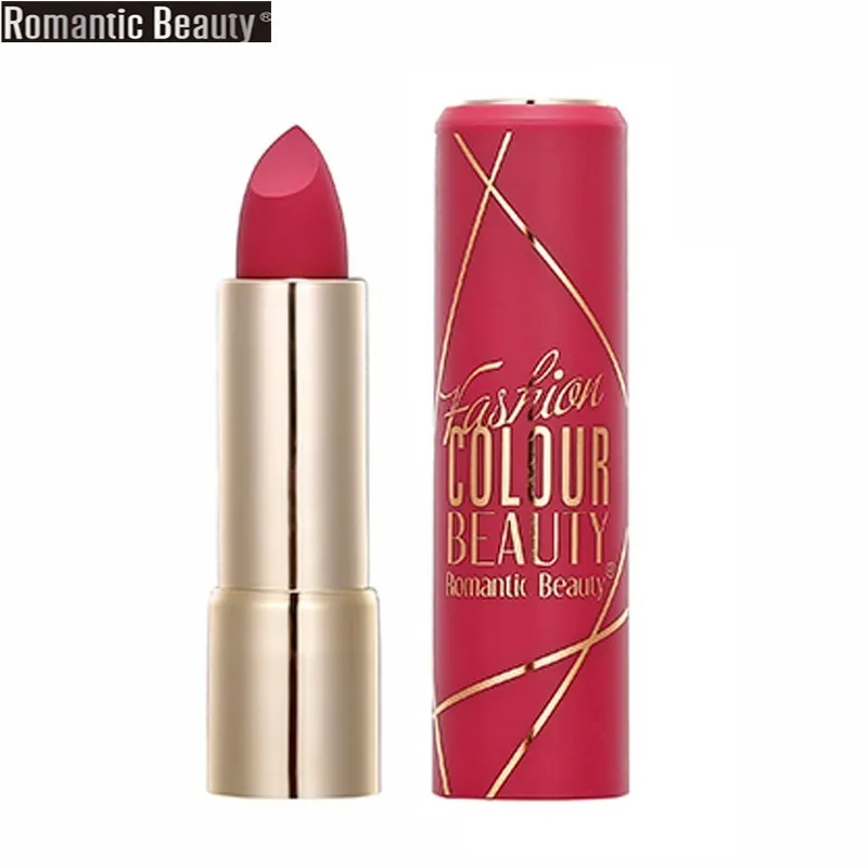 

Romantic Beauty Matte Lipstick Press Button Style Cream LipStick Moisturizer Long Lasting Makeup Water Proof Lipstick Make Up